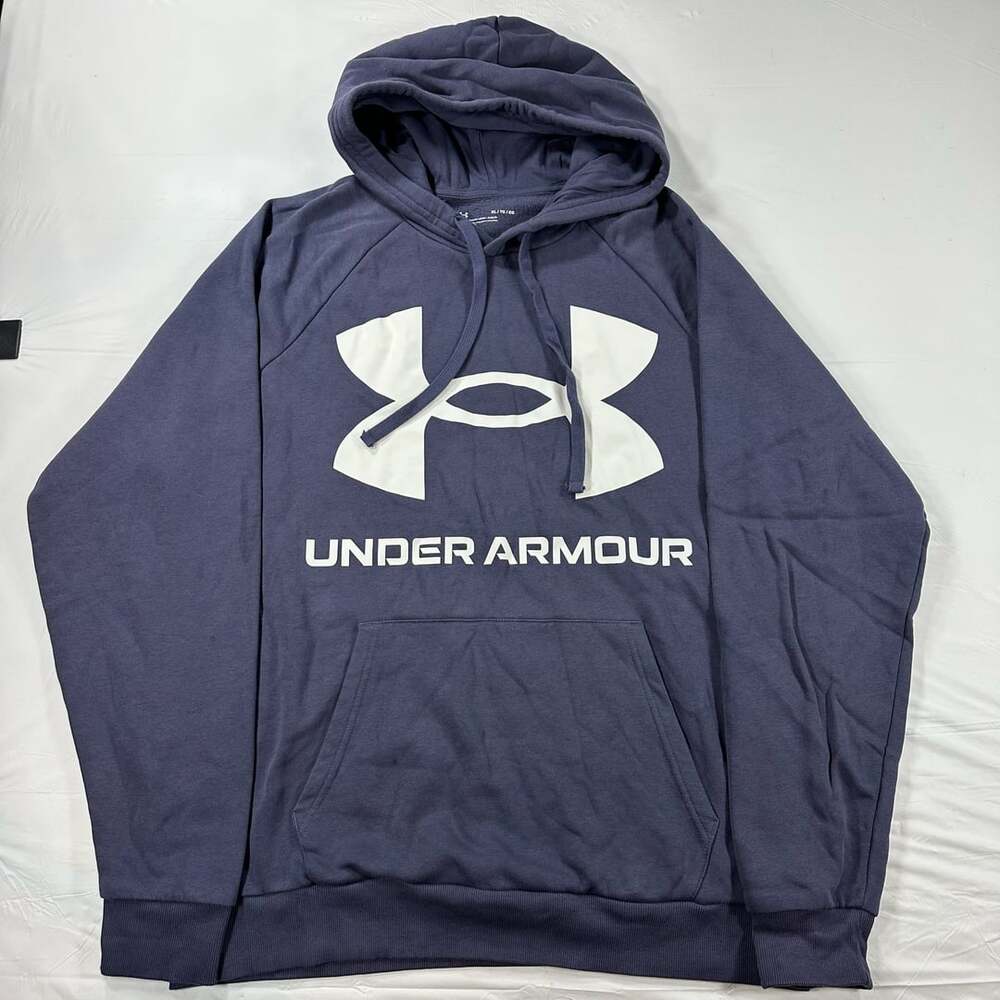Under Armour Rival Fleece Hoodie Size XL Navy Blue Big Logo Sweatshirt